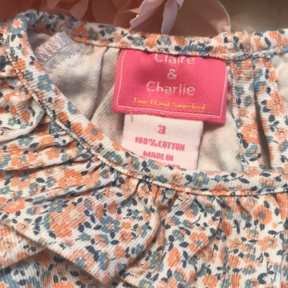 Claire & Charlie Orange Floral Ruffled Top Size 3T - Picture 2 of 9